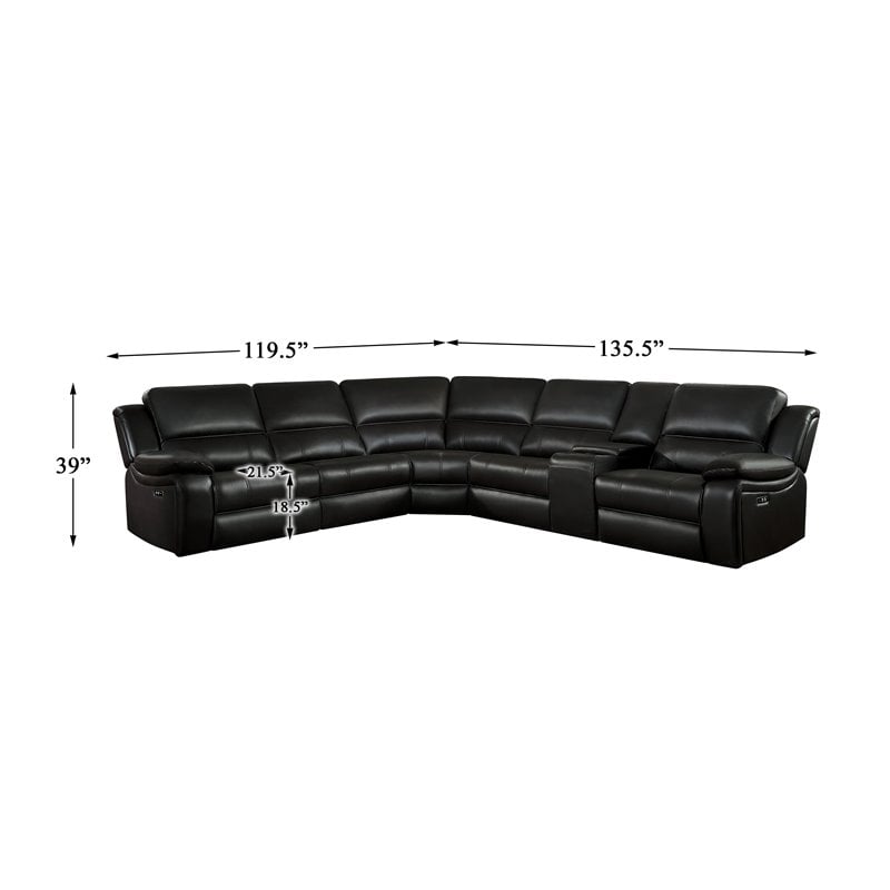 Lexicon Falun 6-Piece Wood & Faux Leather Sectional Set in Dark Brown