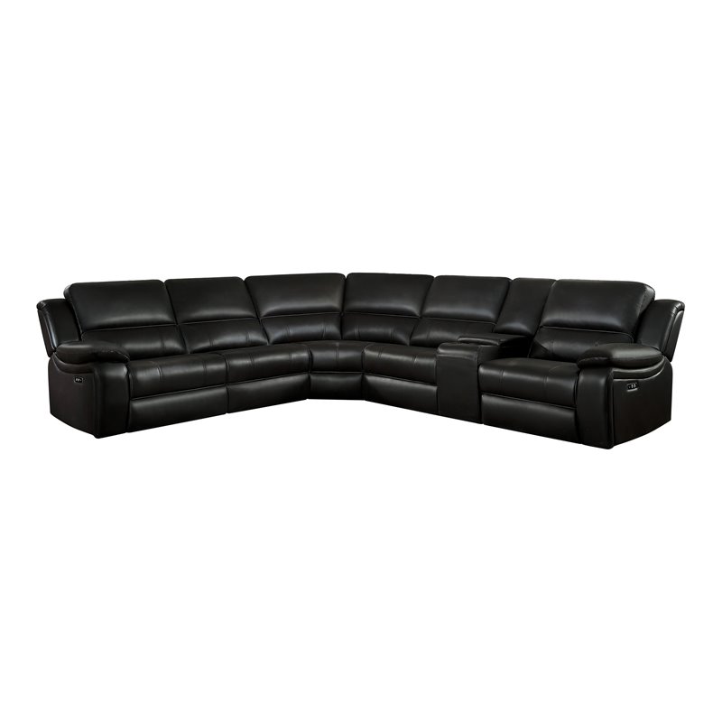 Lexicon Falun 6-Piece Wood & Faux Leather Sectional Set in Dark Brown