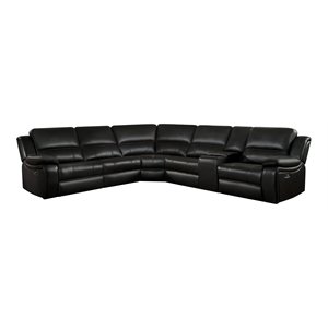 lexicon falun 6-piece wood & faux leather sectional set in dark brown