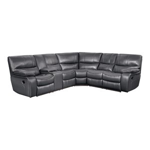 lexicon pecos 3pc faux leather reclining sectional with left console in gray