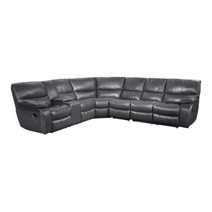 lexicon pecos 4pc faux leather reclining sectional with left console in gray