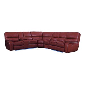 lexicon pecos 4 pc faux leather power reclining sectional and led in red