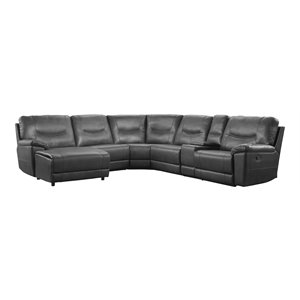 lexicon columbus 6 pc faux leather reclining sectional w/ left chaise in gray