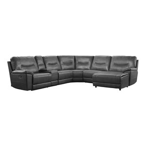 lexicon columbus 6 pc faux leather reclining sectional w/ right chaise in gray