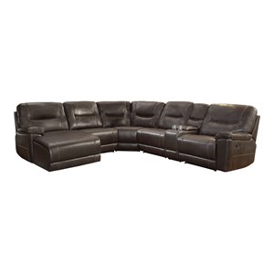 lexicon columbus 6 pc faux leather reclining sectional w/ left chaise in brown