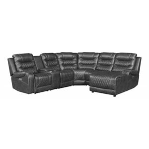 lexicon putnam 6pc fabric power reclining sectional w/ right chaise in gray