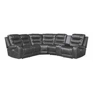 lexicon putnam 6-piece wood & fabric modular power reclining sectional in gray