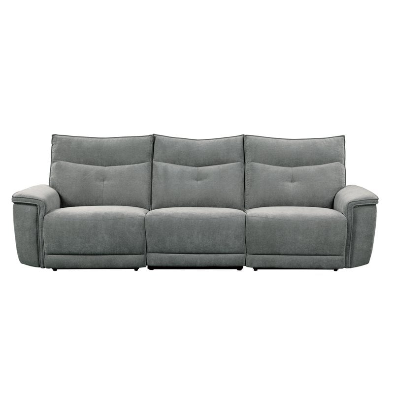 Lexicon Tesoro 3-Piece Modern Wood & Fabric Sofa in Dark Gray