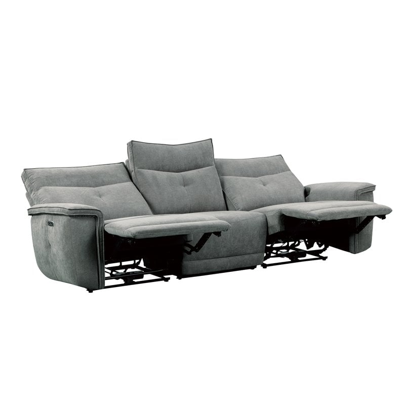 Lexicon Tesoro 3-Piece Modern Wood & Fabric Sofa in Dark Gray