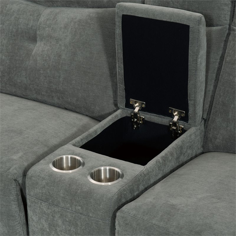 Lexicon Tesoro 6-Piece 1 Recliner Wood & Fabric Sectional Set in Dark Gray