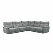 Lexicon Tesoro 6-Piece 3 Recliner Wood & Fabric Power Sectional Set in Dark Gray