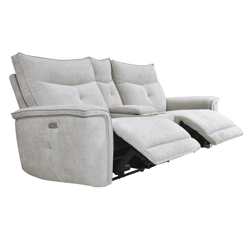 Lexicon Tesoro 3-Piece Wood & Fabric Sectional Set with Cupholders in Mist Gray