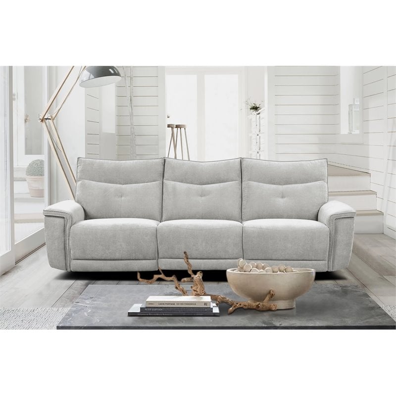 Lexicon Tesoro 3-Piece Modern Wood & Fabric Sofa in Mist Gray