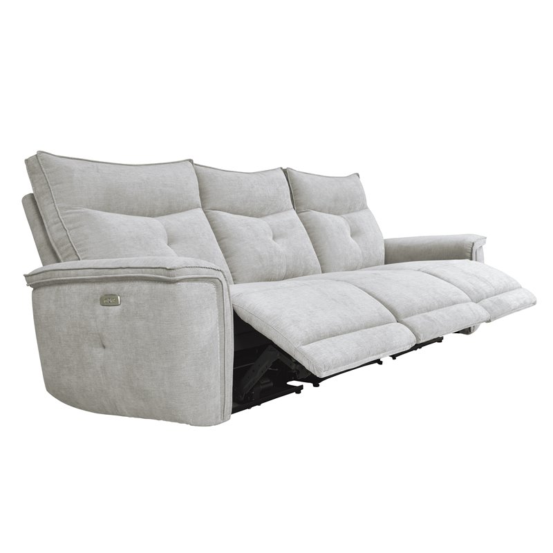 Lexicon Tesoro 3-Piece Modern Wood & Fabric Sofa in Mist Gray