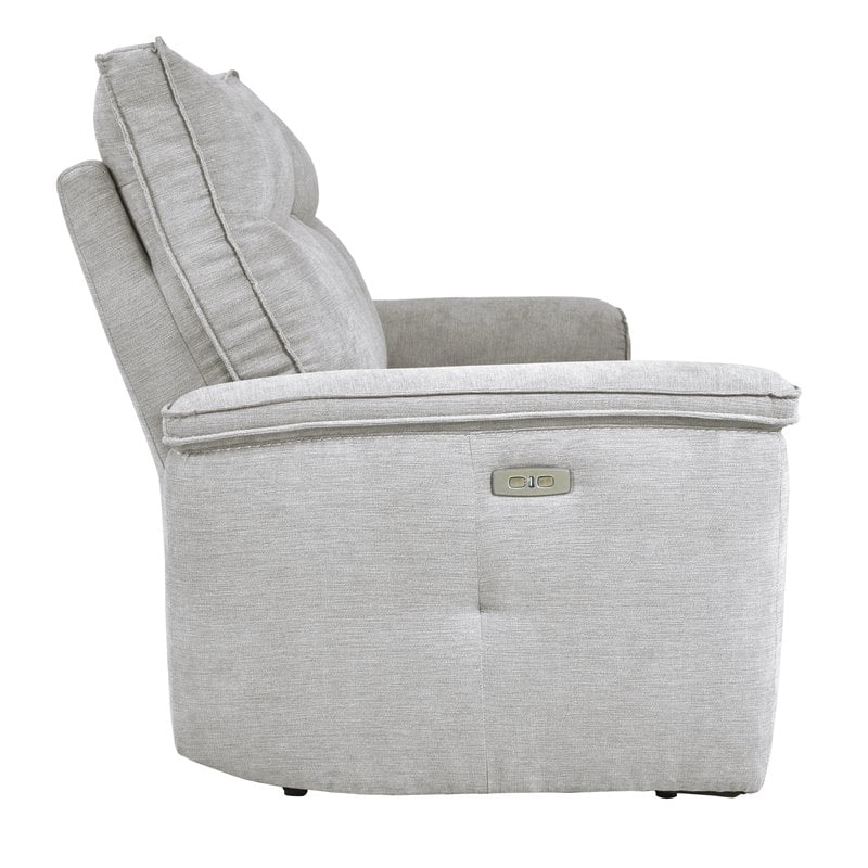 Lexicon Tesoro 3-Piece Modern Wood & Fabric Sofa in Mist Gray