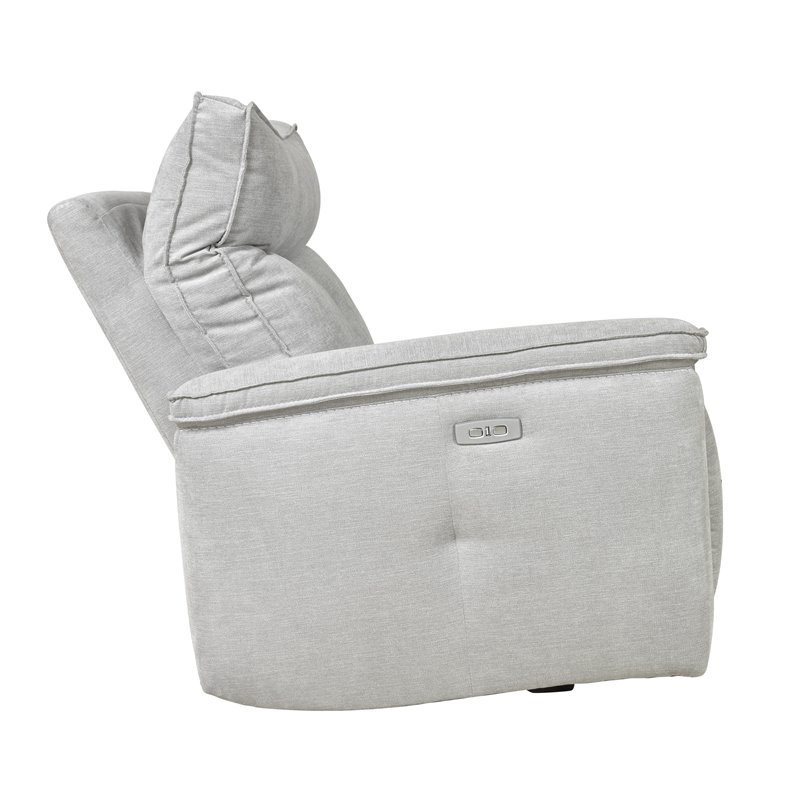 Lexicon Tesoro 6-Piece 1 Recliner Wood & Fabric Sectional Set in Mist Gray