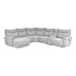 Lexicon Tesoro 6-Piece 1 Recliner Wood & Fabric Sectional Set in Mist Gray