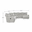 Lexicon Tesoro 6-Piece 2 Recliner Wood & Fabric Sectional Set in Mist Gray
