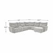 Lexicon Tesoro 6-Piece 2 Recliner Wood & Fabric Power Sectional Set in Mist Gray