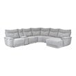 Lexicon Tesoro 6-Piece 2 Recliner Wood & Fabric Power Sectional Set in Mist Gray