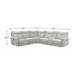 Lexicon Tesoro 6-Piece 3 Recliner Wood & Fabric Sectional Set in Mist Gray