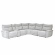 Lexicon Tesoro 6-Piece 3 Recliner Wood & Fabric Power Sectional Set in Mist Gray