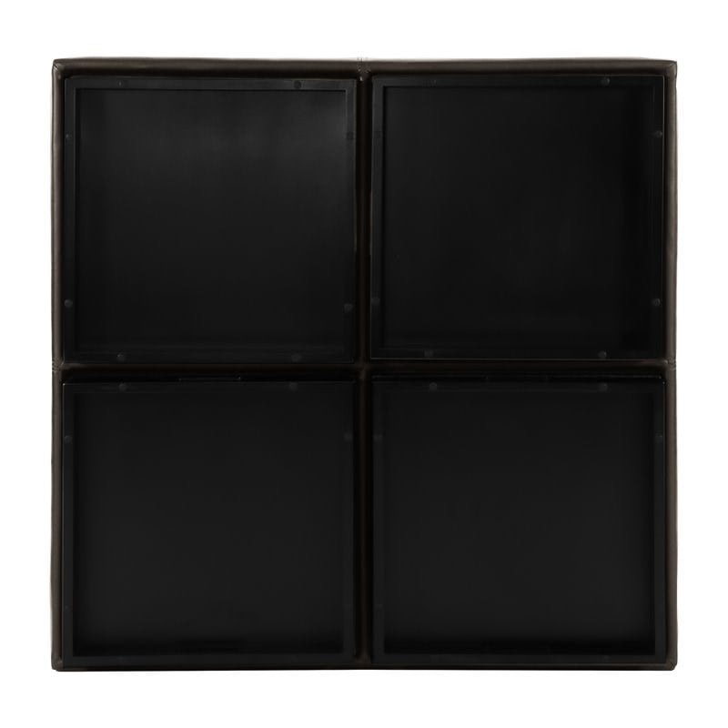 Lexicon Kaitlyn Wood & Faux Leather Storage Cocktail Ottoman in Dark Brown