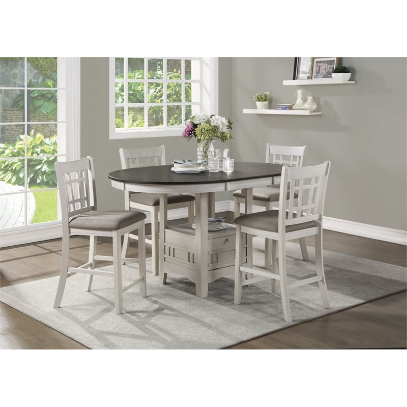 Lexicon Junipero Antique White Full Back Counter Height Chair (Set of 2)