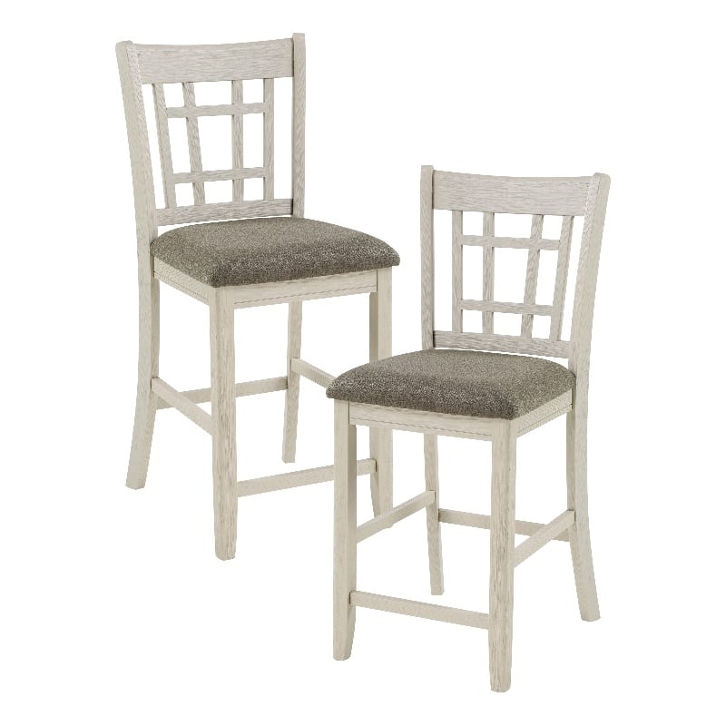 Lexicon Junipero Antique White Full Back Counter Height Chair (Set of 2)