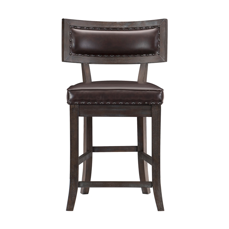 Lexicon Oxton Faux Leather Counter Height Dining Chair in Espresso (Set of 2)