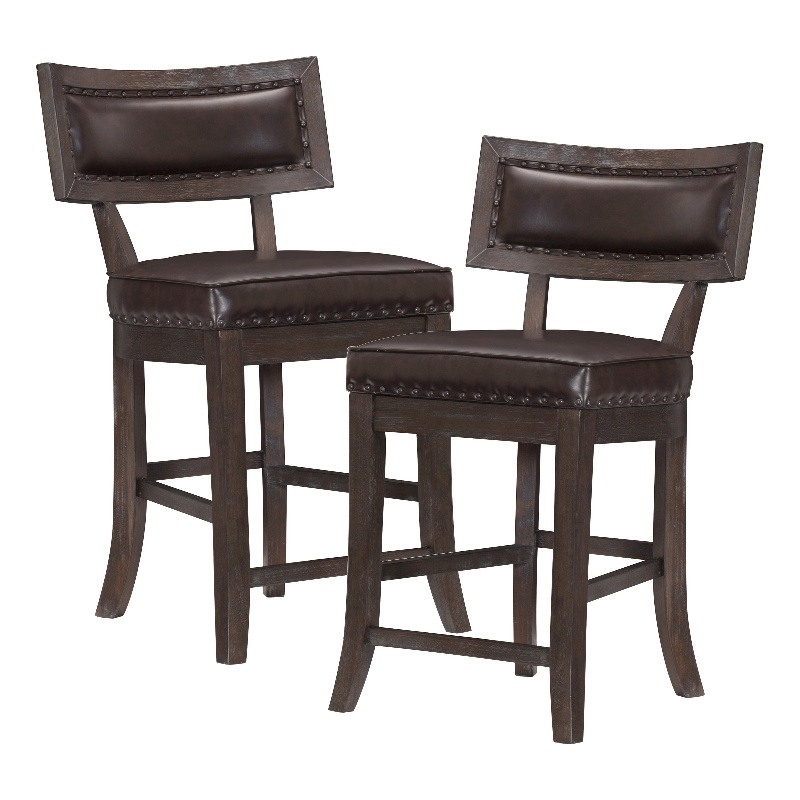 Lexicon Oxton Faux Leather Counter Height Dining Chair in Espresso (Set of 2)