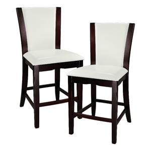 Lexicon Daisy Counter Height Dining Chair in White Faux Leather (Set of 2)