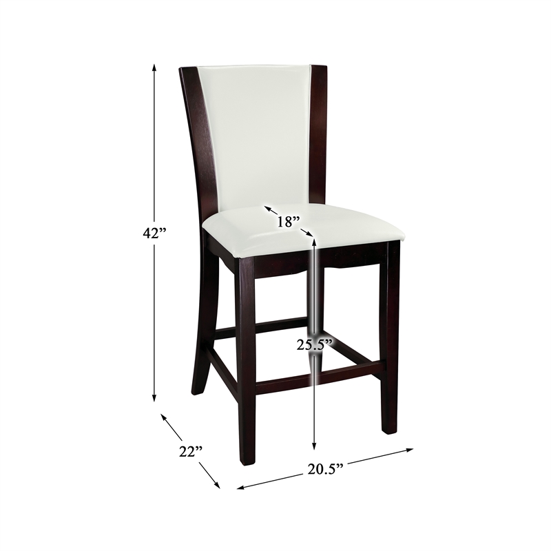 Lexicon Daisy Counter Height Dining Chair in White Faux Leather (Set of 2)