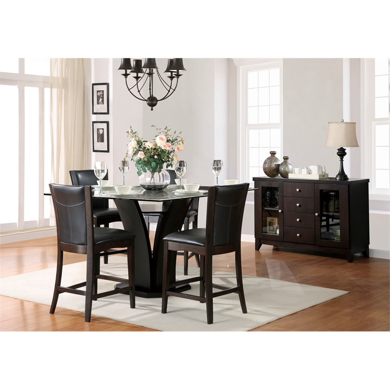 Lexicon Daisy Counter Height Dining Chair in Dark Brown Faux Leather (Set of 2)