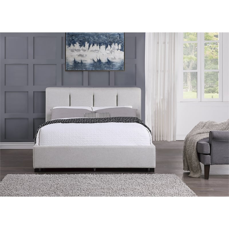 Lexicon Aitana Fabric Upholstered Queen Platform Bed in Gray