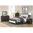 Lexicon Hebron EKing Bed with Upholstered Headboard in Dark Cherry/Beige