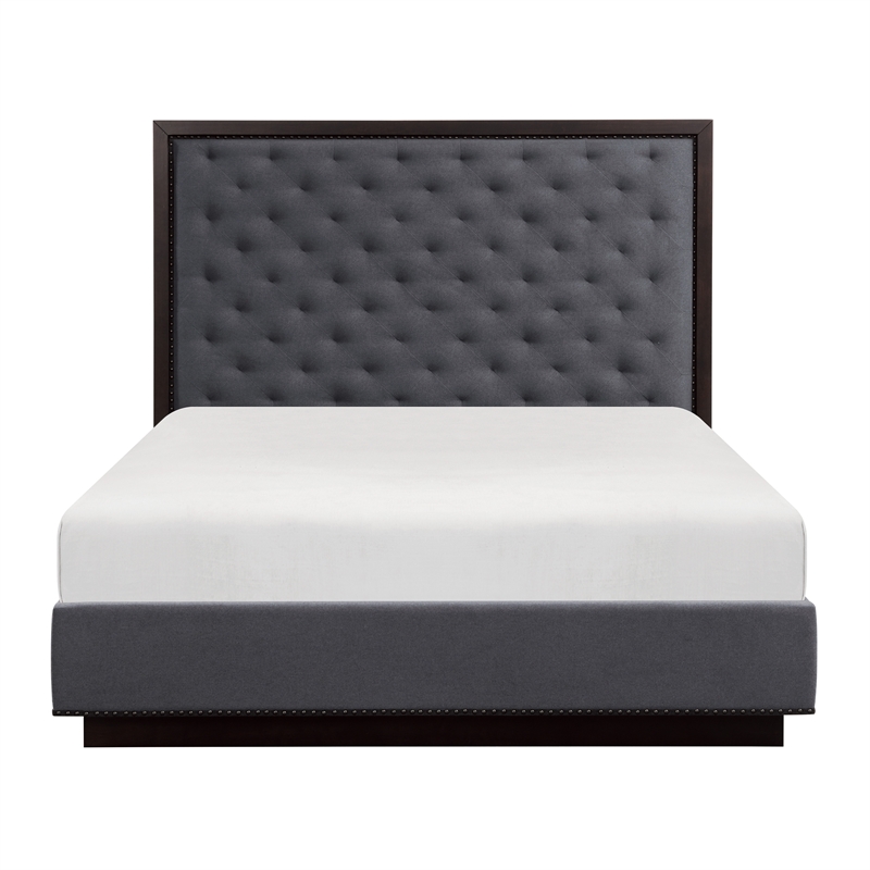 Lexicon Larchmont Asian Hardwood Queen Bed in Charcoal