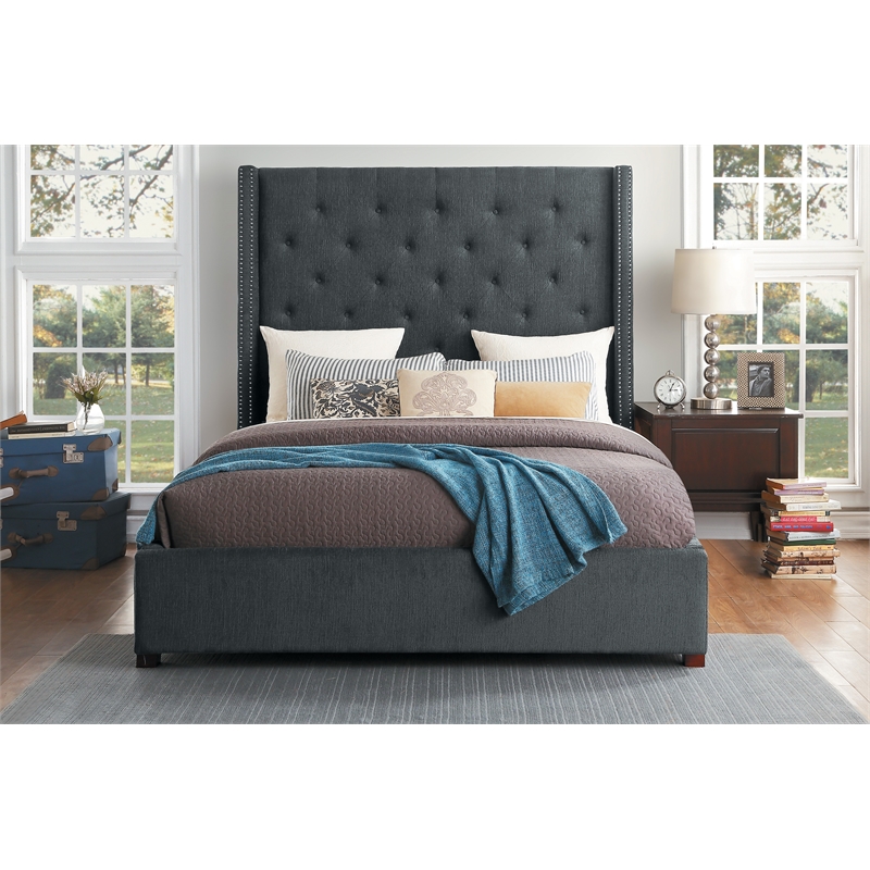 Lexicon Fairbon Asian Hardwood Full Bed in Gray