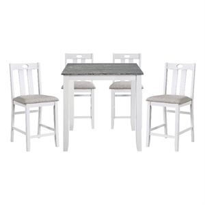 lexicon lowell 5 piece wood counter height dining set in gray and white