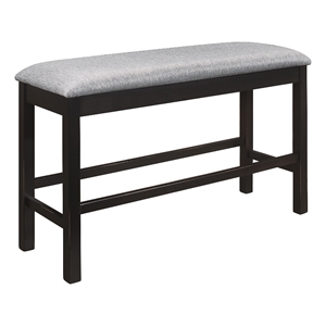 lexicon stratus counter height wood bench in black with upholstered seat cushion