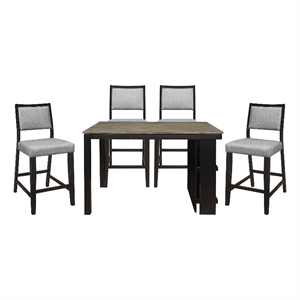 lexicon stratus 5-piece wood counter height dining set in gray and black