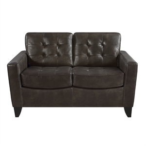 lexicon donegal faux leather upholstered love seat in dark brown color