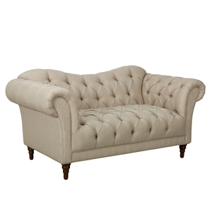 lexicon st. claire tufting fabric upholstered love seat in brown color