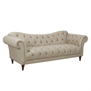 lexicon st. claire tufting fabric upholstered sofa in brown color