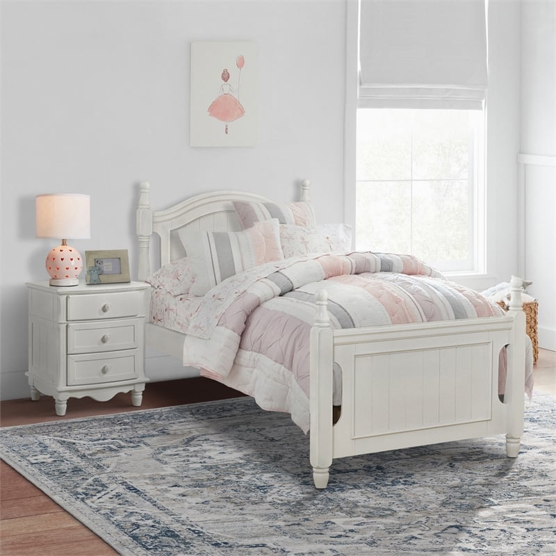 Lexicon Clementine Rubberwood and MDF Board Twin Platform Bed in White