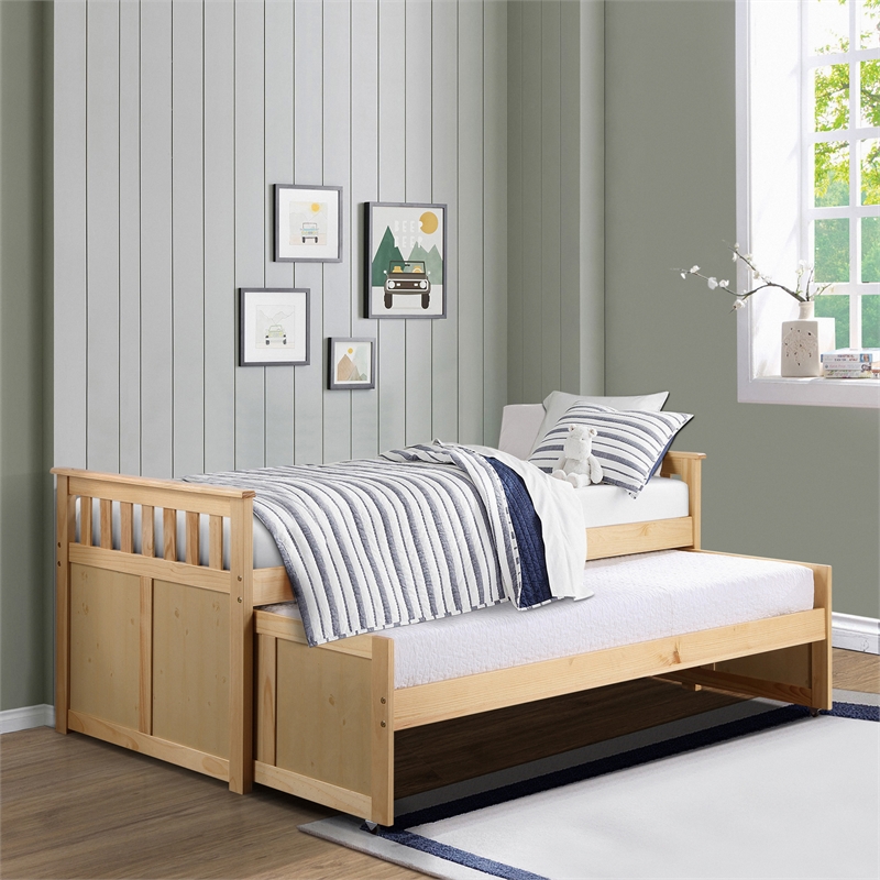 Lexicon Bartly Pine Wood and MDF Board Twin/Twin Bed in Natural Pine