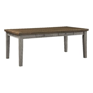 Lexicon Tigard Asian Hardwood and MDF Board Dining Room Table in Cherry/Gray