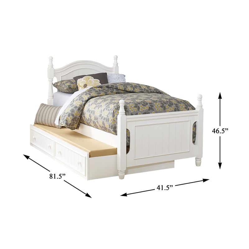 Lexicon Traditional Wood MDF Board Twin Platform Bed with Twin Trundle in White