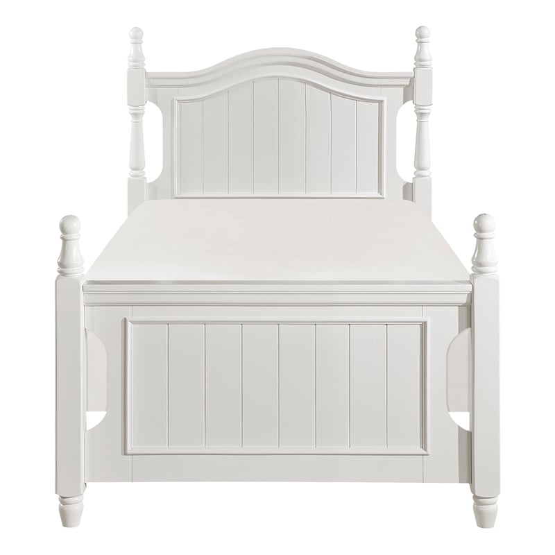 Lexicon Traditional Wood MDF Board Twin Platform Bed with Twin Trundle in White