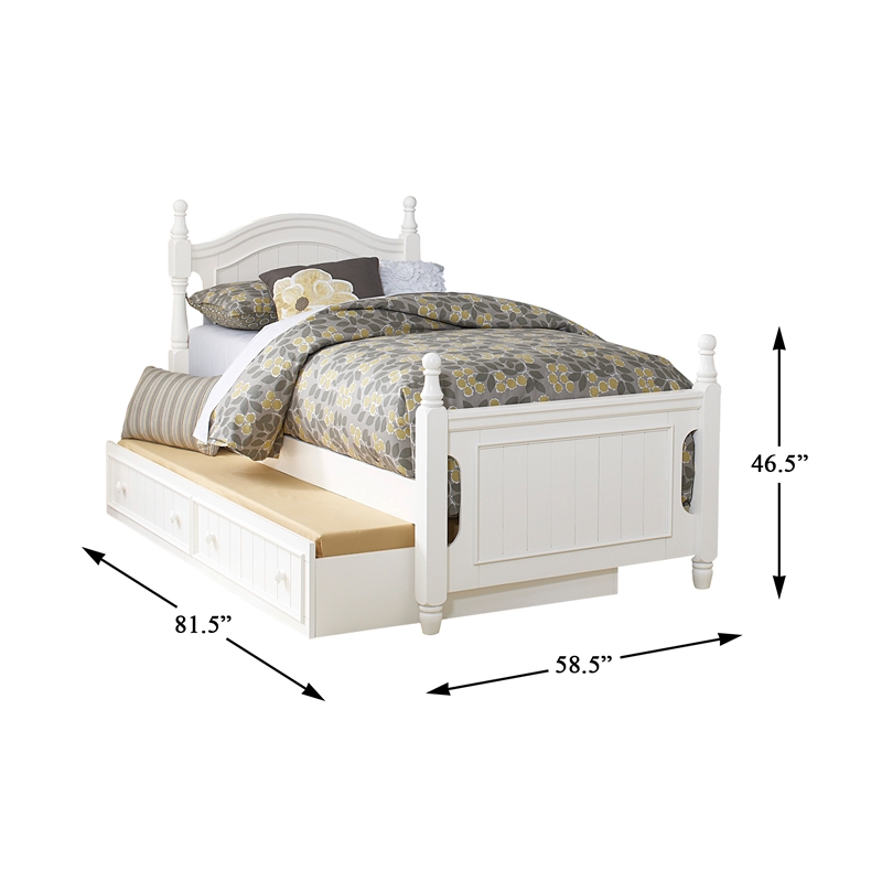 Lexicon Traditional Wood MDF Board Full Platform Bed with Twin Trundle in White